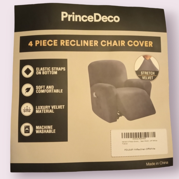 NIB PrinceDeco Velvet Recliner Chair Cover - Picture 4 of 5